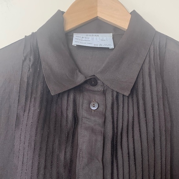 DUŠAN Brown 100% Bamboo Lightweight Oversized Made In Italy Maxi Shirt Dress L - Picture 4 of 15
